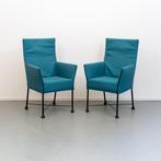 2x Montis Chaplin eetkamerstoelen - blauwe stof, Huis en Inrichting, Stoelen, Niet ingevuld, Blauw, Niet ingevuld, Ophalen of Verzenden