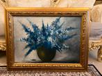 Antiek groot olieverf bloemen schilderij, Ophalen of Verzenden