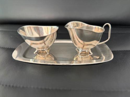 verzilverd roomstelletje uit ca 1930 KLM kleding 40 jaar, Antiek en Kunst, Antiek | Goud en Zilver, Zilver, Ophalen of Verzenden