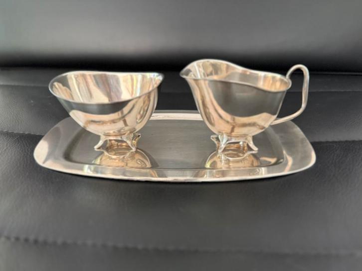 verzilverd roomstelletje uit ca 1930 KLM kleding 40 jaar, Antiek en Kunst, Antiek | Goud en Zilver, Zilver, Ophalen of Verzenden
