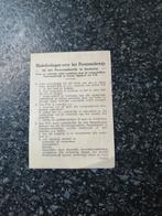 Persoonsbewijs voorschriften, Verzamelen, Militaria | Tweede Wereldoorlog, Nederland, Overige soorten, Ophalen of Verzenden
