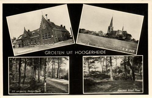 Groeten uit Hoogerheide - 4 afb o.a. R.K. Kerk - 1955 gelope, Verzamelen, Ansichtkaarten | Nederland, Gelopen, Overijssel, 1940 tot 1960