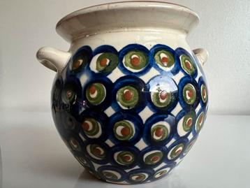 Vintage Bunzlau Castle Vaas Bloempot Polkadots Jaren 60 beschikbaar voor biedingen