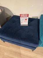Hocker cooper poef velvet blauw zwarte poot afgeprijsd nieuw, Huis en Inrichting, Ophalen, Nieuw, Rechthoekig, Stof