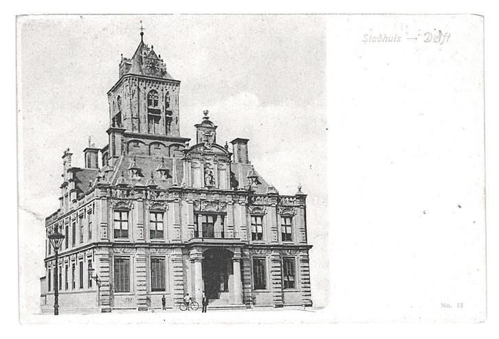 978390 Delft ZH Stadhuis Niet Gelopen, Verzamelen, Ansichtkaarten | Nederland, Ongelopen, Zuid-Holland, Ophalen of Verzenden