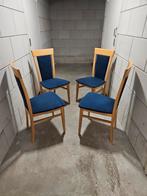 Mooie houten eethoekstoelen (4 stuks), Huis en Inrichting, Hout, Gebruikt, Blauw, Ophalen of Verzenden