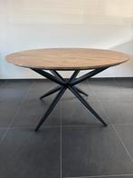 Stijlvolle ronde eettafel van mangohout – Ø138 cm, Ophalen, 100 tot 150 cm, Rond, Zo goed als nieuw