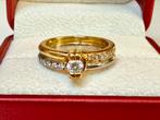 18 karaat bicolor gouden ring met natuurlijke VS diamanten!, Ophalen of Verzenden, Kleiner dan 17, Met edelsteen, Dame