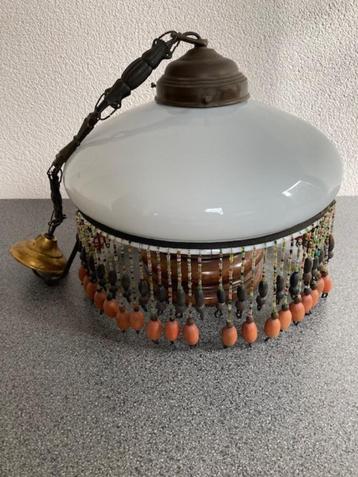 ANTIEKE lamp kralenrand originele bedrading en fitting beschikbaar voor biedingen