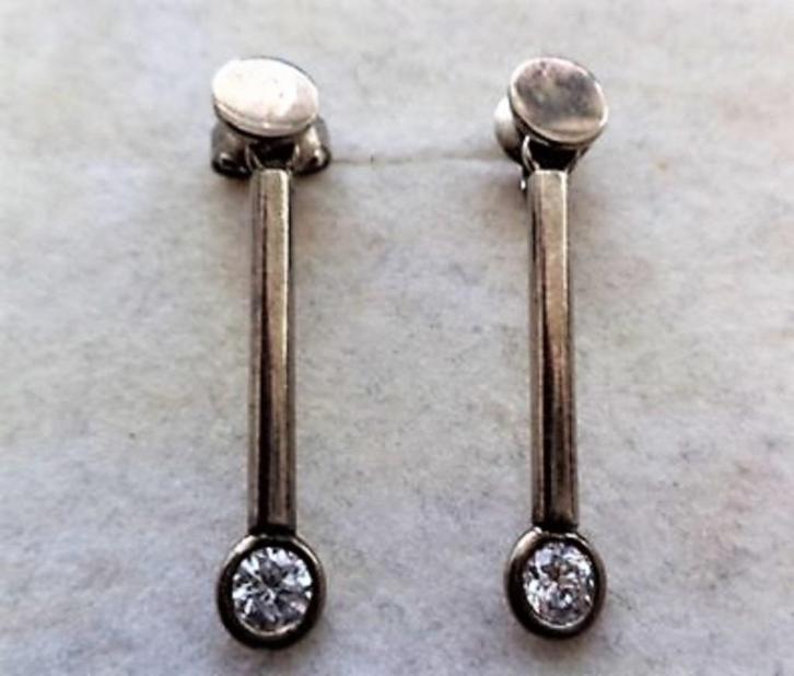 Mooie zilveren oorbellen met zirkonia 925, Sieraden, Tassen en Uiterlijk, Oorbellen, Zo goed als nieuw, Zilver, Zilver, Ophalen