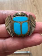 Art Deco Egypt Revival Scarab brons geemailleerd, Sieraden, Tassen en Uiterlijk, Broches, Brons, 4 tot 7 cm, Ophalen of Verzenden