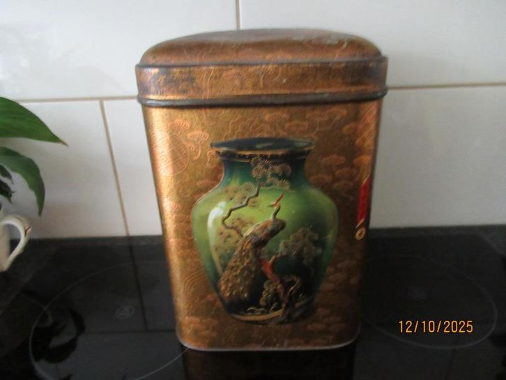 ANTIEK BLIK-JAPANSE AFBEELDINGEN -3D- WED BECKERS-CA1910, Verzamelen, Blikken, Gebruikt, Koek(jes), Ophalen of Verzenden