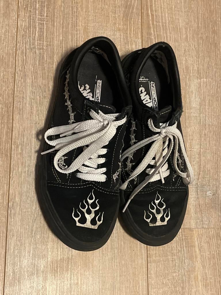 Zwarte Vans Sneakers met Vlammen - Maat 41, Kleding | Heren, Ophalen of Verzenden, Gedragen, Zwart, Sneakers of Gympen