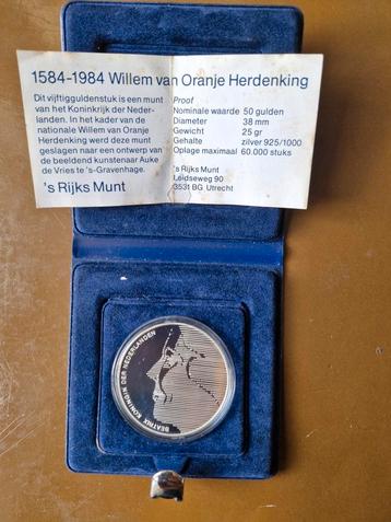 50 Gulden 1984 Proof - Willem van Oranje Herdenking beschikbaar voor biedingen