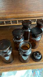 Apothekerspot/voorraadpot bruin glas 6 stuks 250 ml, Antiek en Kunst, Ophalen of Verzenden