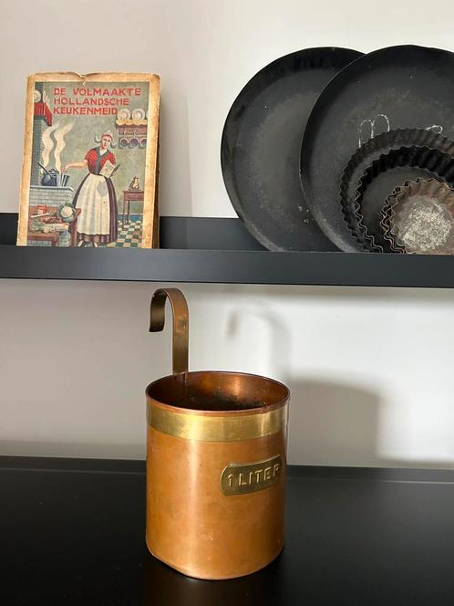Oude koperen maatbeker 1 liter, Antiek en Kunst, Antiek | Koper en Brons, Ophalen of Verzenden