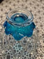 Vintage Glazen Schaaltje met Blauw Accent, Antiek en Kunst, Ophalen
