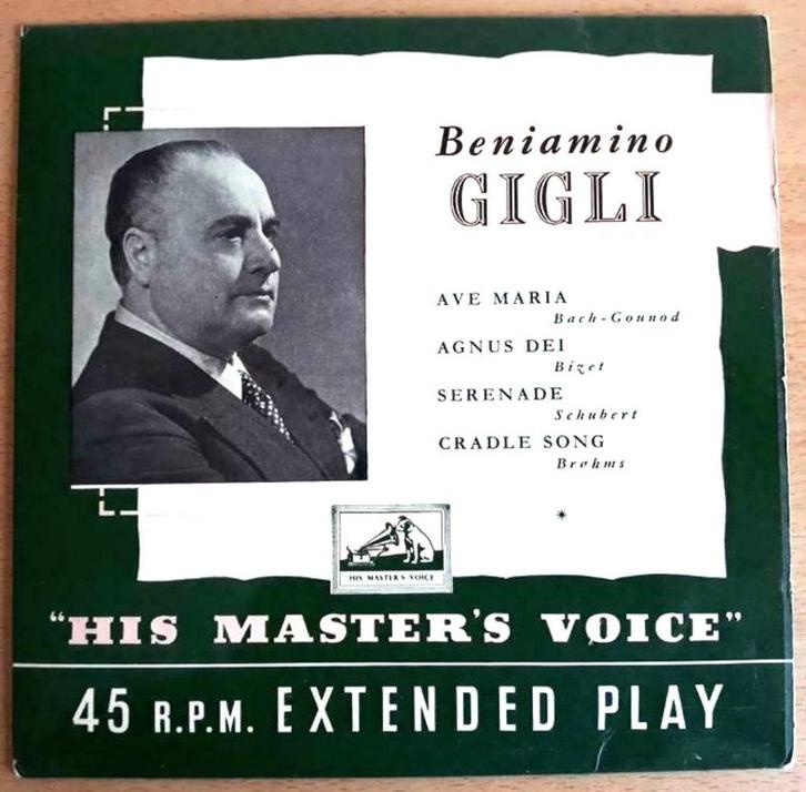 Beniamino Gigli ‎– Ave Maria - His Master's Voice –7 EB 6013, Cd's en Dvd's, Vinyl Singles, Zo goed als nieuw, EP, Klassiek, 7 inch