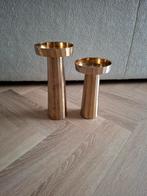 2x kandelaar goud., Ophalen of Verzenden, Metaal, Minder dan 25 cm