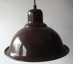 Bruine retro emaille hanglamp, lampenkap, in goede staat. Do, Ophalen of Verzenden