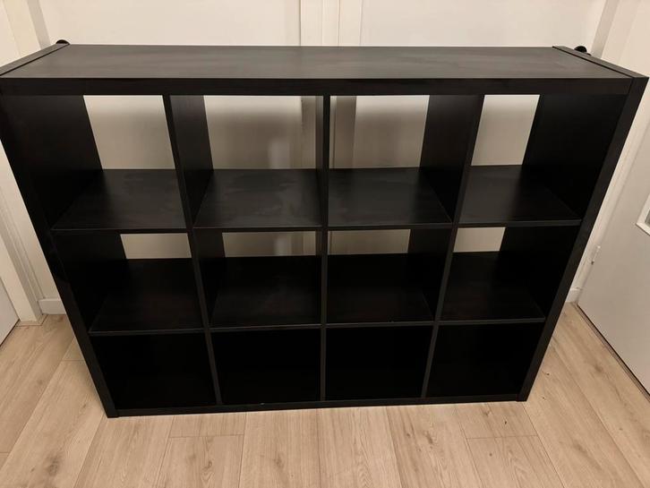 Ikea Kallax kast 12 vakken zwart, Huis en Inrichting, Kasten | Wandmeubels, Zo goed als nieuw, Minder dan 150 cm, 25 tot 50 cm