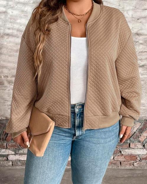 Bomber vest Esta Kaki (44 tm 52) ** NIEUW**, Kleding | Dames, Grote Maten, Nieuw, Trui of Vest, Beige, Verzenden