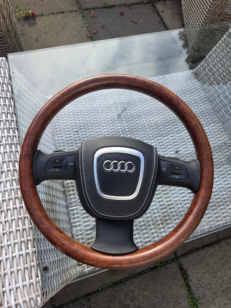 Audi A6 A8 Q7 stuur hout leder airbag, Ophalen of Verzenden