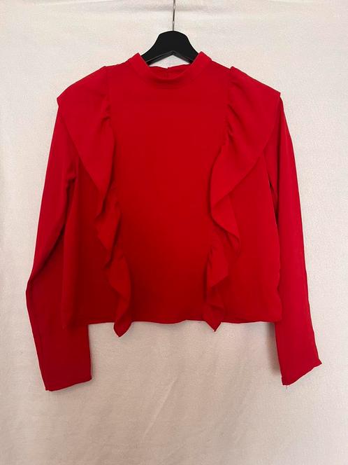 Blouse met franjes, Kleding | Dames, Blouses en Tunieken, Zo goed als nieuw, Maat 36 (S), Rood, Ophalen of Verzenden
