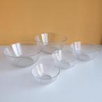 Vintage glazen glazen schalen met streep patroon 5 st 2604, Huis en Inrichting, Keuken | Servies, Kom(men), Glas, Overige stijlen