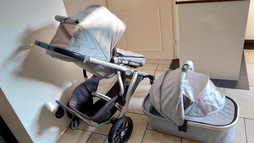 Uppababy Vista duowagen lichtblauw met blauwe handgrepen, Kinderen en Baby's, Kinderwagens en Combinaties, Zo goed als nieuw, Kinderwagen