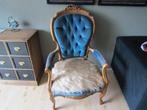 Antieke stoel – Louis XV / rococo stijl – blauw fluweel, Ophalen