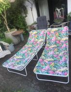 2x Vintage jaren 70 ligbedjes, Tuin en Terras, Tuinmeubel-accessoires, Gebruikt, Ophalen