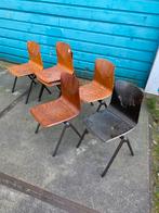 6 x Thur op Seat plywood stoel stapelbaar passerpoot vintage, Ophalen, Gebruikt, Bruin, Schoolstoel, kantine atelier of eetkamer stoel vintage