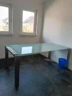 Glazen bureau/tafel met metalen poten, 200x100 cm, Ophalen, Gebruikt, 100 tot 150 cm, Glas