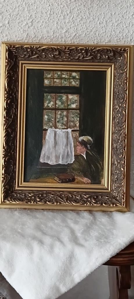 Schilderij Jozef Israels (Kopie) met goudkleurig Baroklijst, Ophalen of Verzenden