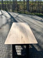 Rechthoekige eettafel 200x100x3 verjongd eiken rustiek, Eikenhout, 50 tot 100 cm, Vijf personen of meer, Rechthoekig