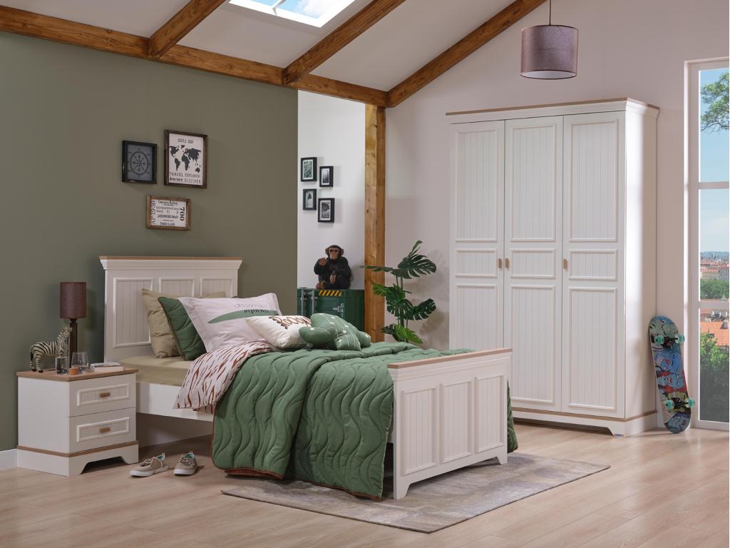 Monte 2-persoonsbed - 140x200 - Wit/beige, Huis en Inrichting, Slaapkamer | Bedden, Niet ingevuld, Niet ingevuld, Niet ingevuld