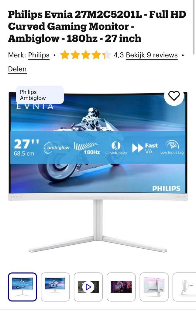 Curved Monitor - 27 inch, Computers en Software, Monitoren, Curved, VA, Full HD, Zo goed als nieuw