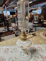 Glazen olielamp met witte kap, Ophalen of Verzenden