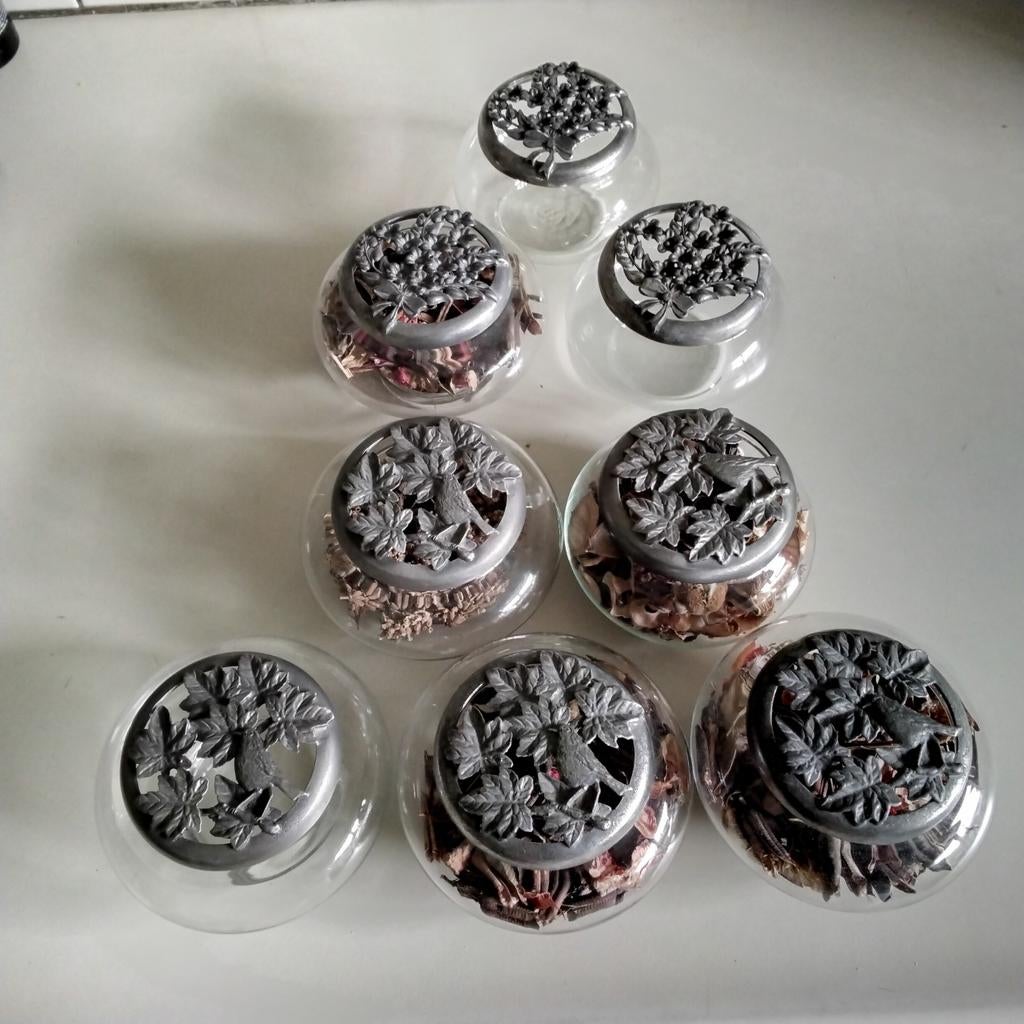 Potpourri schaaltjes met tinnen deksels, Ophalen of Verzenden, Rond