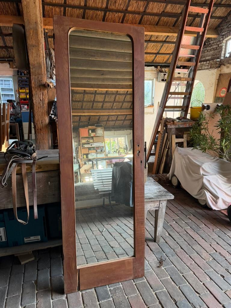 Hoge spiegel ( kastdeur antiek), Ophalen, Rechthoekig, 50 tot 100 cm, 150 tot 200 cm