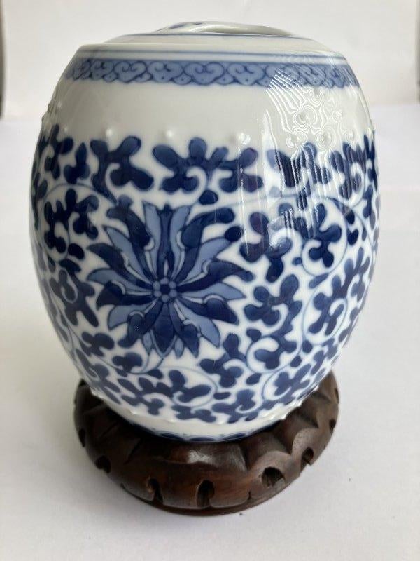 Vintage Chinees blauw/wit porseleinen potje met deksel, Antiek en Kunst, Ophalen of Verzenden