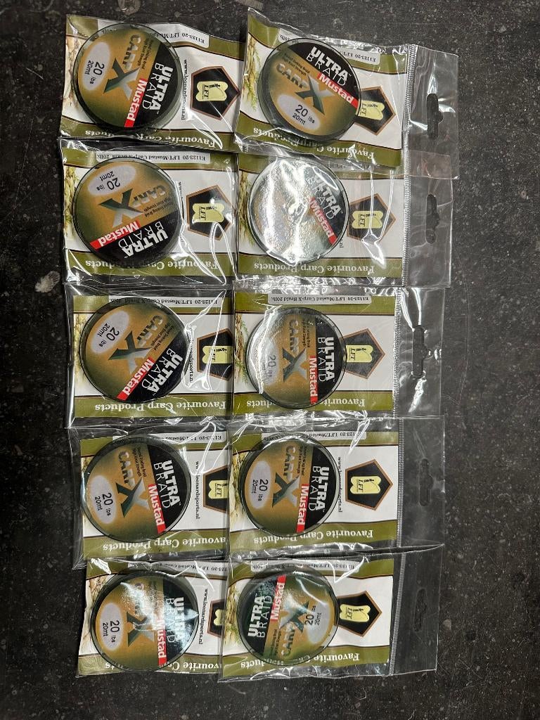 10x Mustad carp X sinking braid 20lbs 20m, Overige typen, Nieuw, Mustad, Ophalen of Verzenden