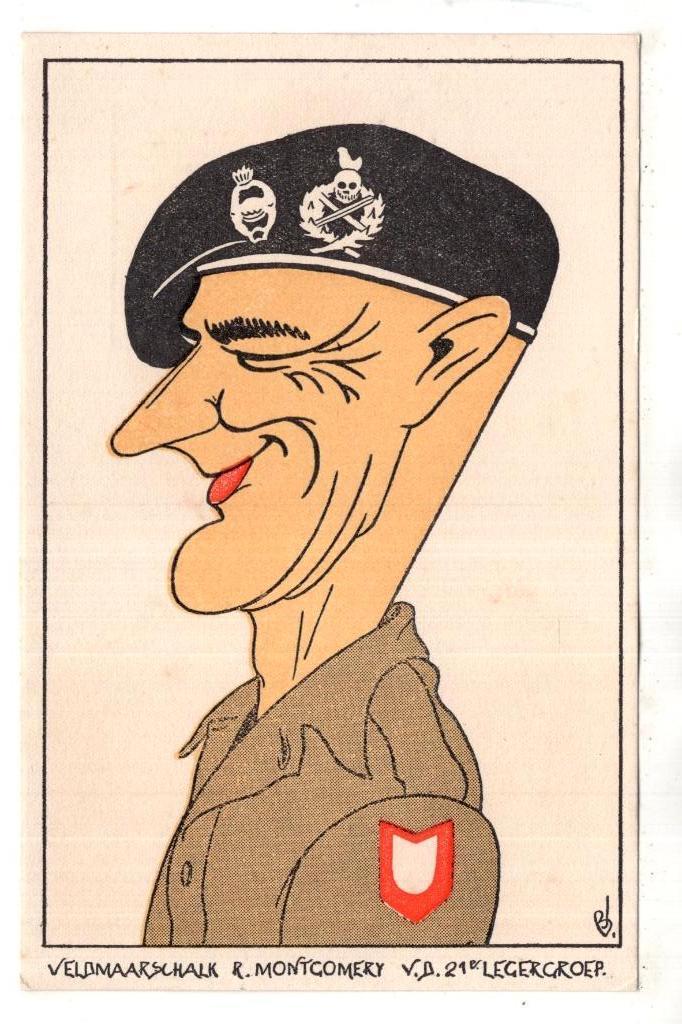Maarschalk Montgomery Cartoon  2e Wereld oorlog, Verzenden, 1920 tot 1940, Ongelopen