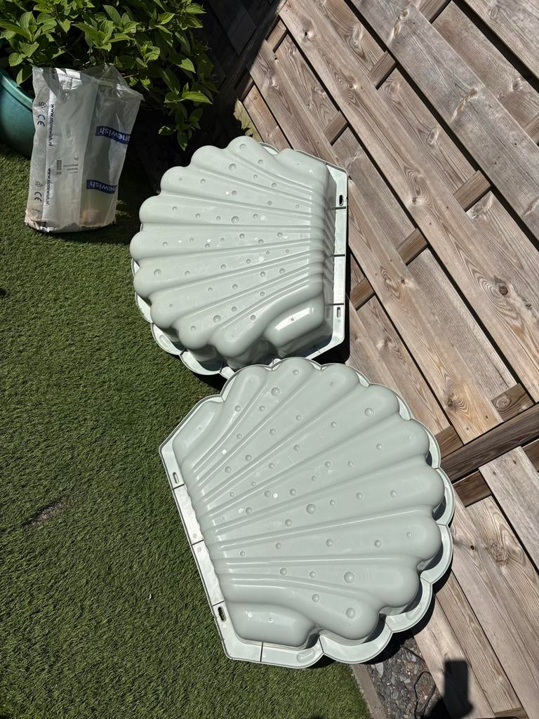 Zandbak schelp mintgroen 2-delig, Ophalen, Zo goed als nieuw