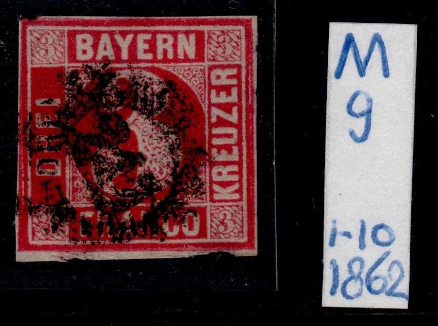 3 kreuzer rood Beieren 1862 gebruikt (PZ 5), Ophalen of Verzenden, Overige periodes, Gestempeld