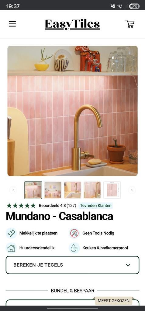 GEZOCHT!! Roze plaktegels van easytiles, Overige materialen, Wandtegels, Nieuw, Ophalen of Verzenden