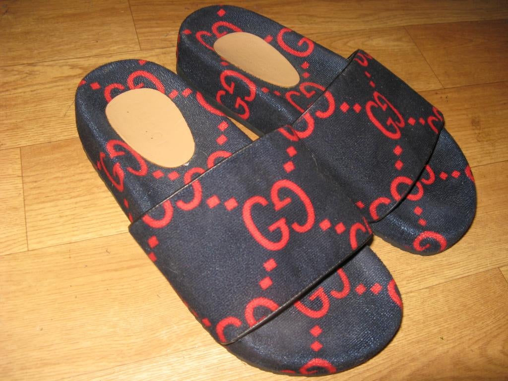 Gucci GG-platformsandalen slippers of slides, Blauw, Sandalen of Muiltjes, Ophalen of Verzenden, Gucci