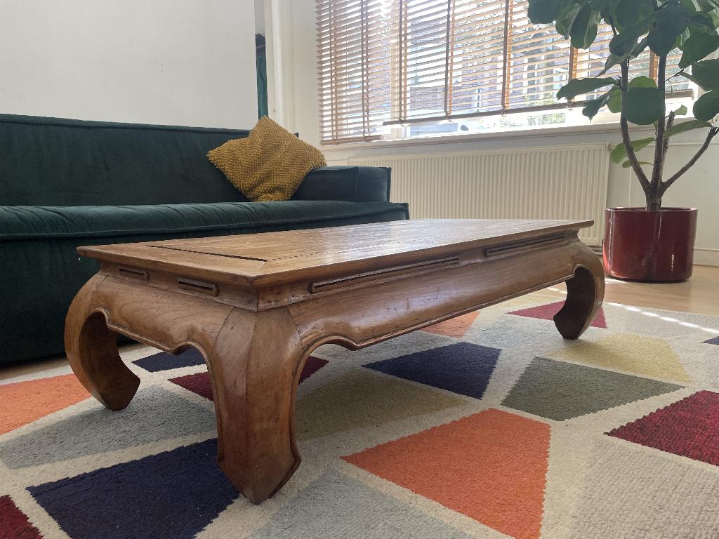 Opium salontafel, Ophalen, Gebruikt, 100 tot 150 cm, Koloniaal