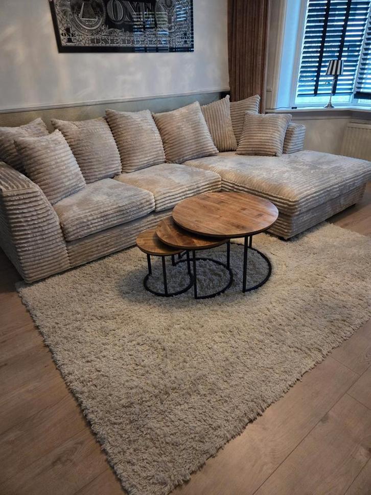 Hoekbank rib tilia manchester  beige 03, Huis en Inrichting, Banken | Complete zithoeken, Zo goed als nieuw, Ophalen of Verzenden